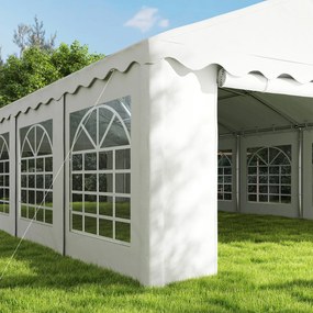 Tenda para Eventos 12x6m Tenda de Jardim com 12 Paredes Laterais Amovíveis e 12 Janelas Impermeável Proteção UV  30+ Branco