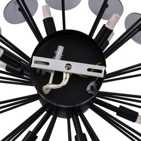 Candeeiro de Teto Art Déco Preto com Vidro Fumê - Atomic