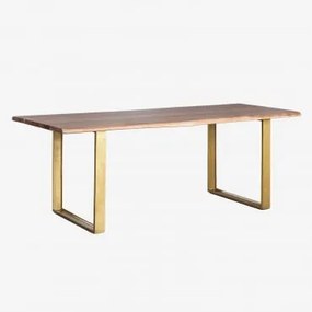 Mesa De Jantar Retangular 220x105 Cm Em Madeira De Acácia Assier Castanho Acácia - Sklum