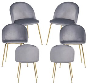Pack 6 Cadeiras Golden Dalnia Veludo - Cinza escuro