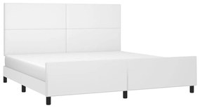 Estrutura cama c/ cabeceira couro artificial 200x200 cm branco