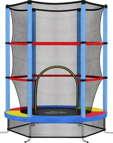 HOMCOM Trampolim Infantil Ø140x190 cm Trampolim para Crianças de 3-6 Anos com Rede de Segurança Carga 45 kg para Interior Azul | Aosom Portugal