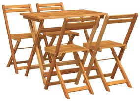 Conjunto Bistro Dobrável de 5 Peças Madeira Maciça Acácia