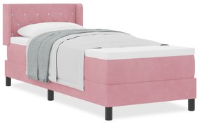 Cama Box Spring com Colchão Rosa 80x200 cm Veludo
