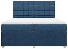 Cama com molas/colchão 200x200 cm tecido azul