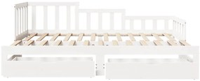 Sofá-cama com gavetão e gavetas sem colchão 90x200 cm branco
