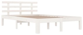 Estrutura de cama 140x190 cm madeira maciça branco