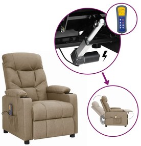 vidaXL Poltrona de massagens tecido cinzento-acastanhado