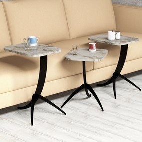 Conjunto de Mesas de Apoio Pion – Branco e Preto – 35x45x60 cm