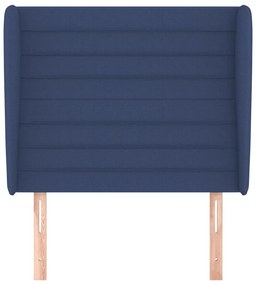 Cabeceira de cama c/ abas tecido 103x23x118/128 cm azul