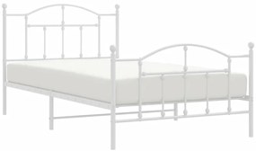 Estrutura de cama com cabeceira e pés 107x203 cm metal branco