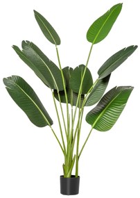 HOMCOM Planta Artificial Bananeira de 160cm com Vaso e 10 Folhas Realistas Planta Tropical Sintética para Decoração em Interior e Exterior Escritório Casa Verde