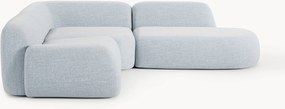 Sofá de canto modular em bouclé com chaise longue Wolke (4 lugares)