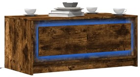 Mesa de centro c/ luzes LED derivados madeira carvalho fumado