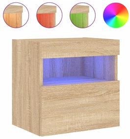 Móveis de parede para TV com luzes LED 2 pcs carvalho sonoma
