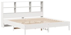 Cama com estante sem colchão 200x200 cm pinho maciço branco