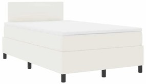Cama Box Spring com Colchão Creme 120x200 cm Tecido de Veludo Cotelê