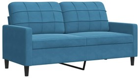 3 pcs conjunto de sofás com almofadões veludo azul