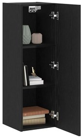 Armário de TV de Parede em Carvalho Preto - 30,5 x 30 x 90 cm, Feito d