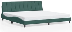 Estrutura de cama c/ luzes LED 200x200 cm veludo verde-escuro