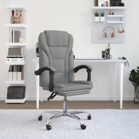 vidaXL Cadeira de escritório reclinável tecido cinzento-claro