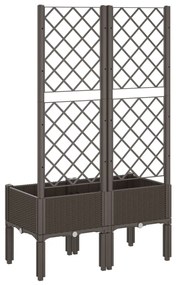 Vaso/floreira de jardim c/ treliça 80x40x142 cm PP castanho