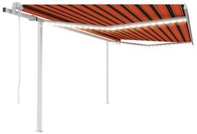 Toldo autom. c/ LED e sensor de vento 4,5x3,5m laranja/castanho