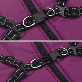 casaco para cães com arnês impermeável reflexivo roxo L44