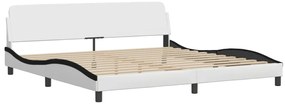 Cama com colchão 200x200 cm couro artificial preto e branco