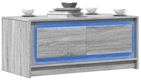 vidaXL Mesa de centro c/ luzes LED derivados madeira cinzento sonoma