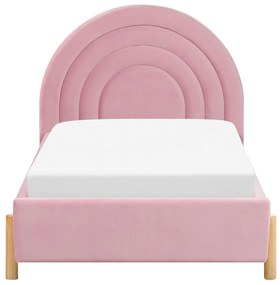 Cama de solteiro em veludo rosa 90 x 200 cm ANET Beliani