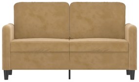 Sofá de 2 lugares veludo 120 cm castanho