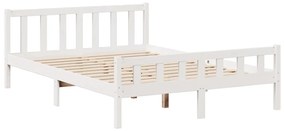 Cama com estante sem colchão 160x200 cm pinho maciço branco