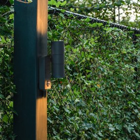 Candeeiro de parede exterior antracite com sensor de movimento 2 luzes IP44 - Duo