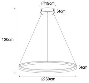 Candeeiro de suspensão design bronze 60 cm incl. LED 3 níveis regulável - Anello Moderno