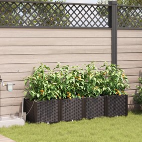 vidaXL Jardineiras com Sistema de Irrigação 4 pcs Castanho