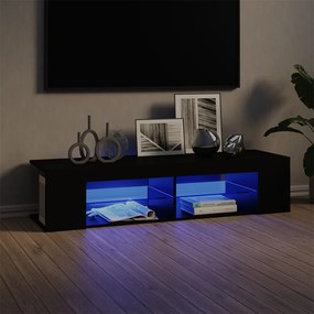 Móvel de TV com luzes LED 135x39x30 cm preto
