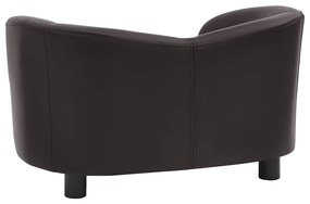Sofá para cães 67x41x39 cm couro artificial castanho