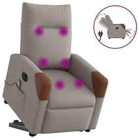 Poltrona elétrica elevatória massagens tecido cinza-acastanhado