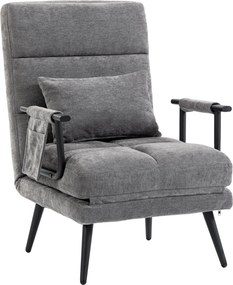 HOMCOM Poltrona-cama, poltrona chenille dobrável 3 em 1 com encosto Click-Clack, Cinza | Aosom Portugal