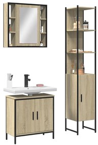vidaXL 3 pcs conj. móveis casa banho derivados madeira carvalho sonoma