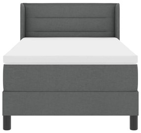 Cama Box Spring com Colchão Cinza Escuro, 90 x 190 cm, Tecido.