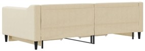 Sofá-cama com gavetão e gavetas 100x200 cm tecido cor creme