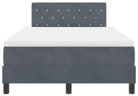Cama Box Spring com Colchão &amp; LED Cinza Escuro 120x190 cm Veludo
