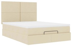 Estrutura de cama otomana com colchão tecido creme 140x200cm