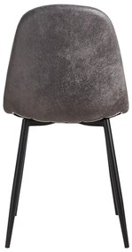 Cadeira Black Teok Couro Sintético Vintage - Cinza escuro