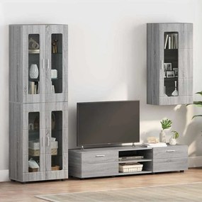 vidaXL Estante de Parede com porta Sonoma cinzento 55 x 29 x 100 cm