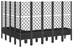 Vaso/floreira de jardim c/ treliça 200x160x142 cm PP preto