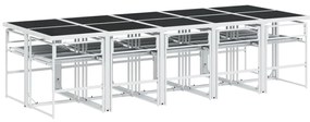11 pcs conj. de jantar p/ jardim c/ almofadões textilene branco