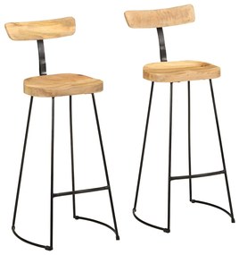 Bancos de bar 2 pcs 49x43x103 cm madeira de mangueira maciça